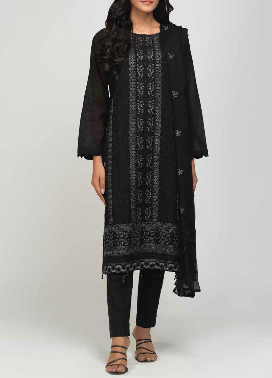 Salitex Black & White Embroidered Lawn Suits Unstitched 3 Piece SL21BW BW-35 - Summer Collection