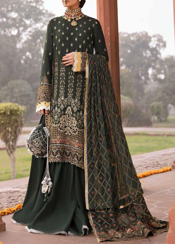 Dastak By Salitex Embroidered Chiffon Suits Unstitched 3 Piece ST22D HC-21 - Luxury Collection