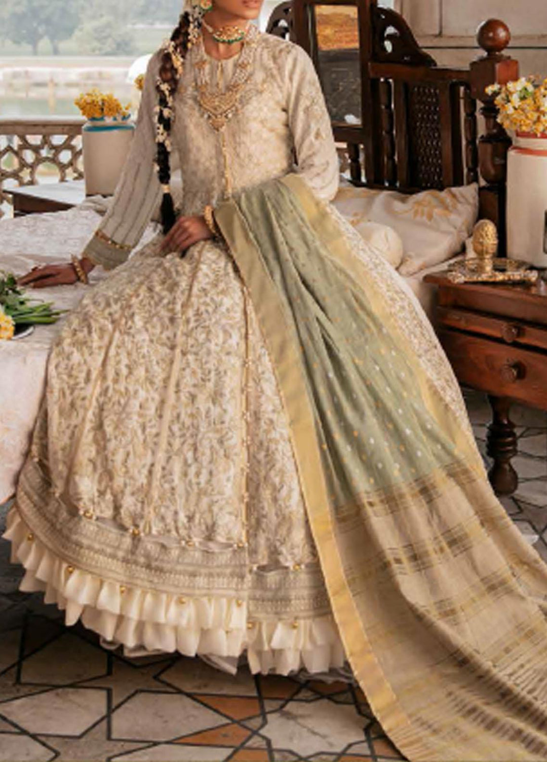 Dastak By Salitex Embroidered Chiffon Suits Unstitched 3 Piece ST22D HC-22 - Luxury Collection