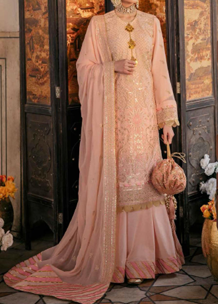 Dastak By Salitex Embroidered Chiffon Suits Unstitched 3 Piece ST22D HC-23 - Luxury Collection