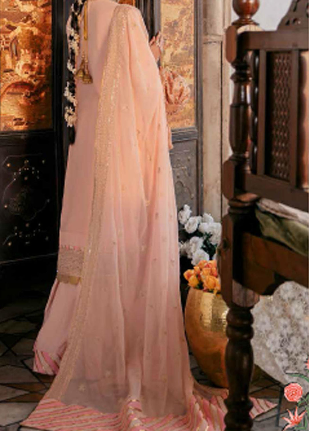 Dastak By Salitex Embroidered Chiffon Suits Unstitched 3 Piece ST22D HC-23 - Luxury Collection