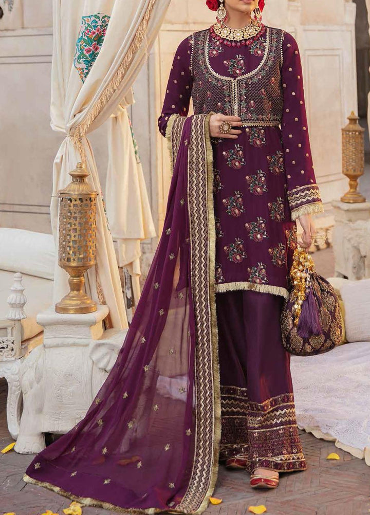Dastak By Salitex Embroidered Chiffon Suits Unstitched 3 Piece ST22D HC-24 - Luxury Collection
