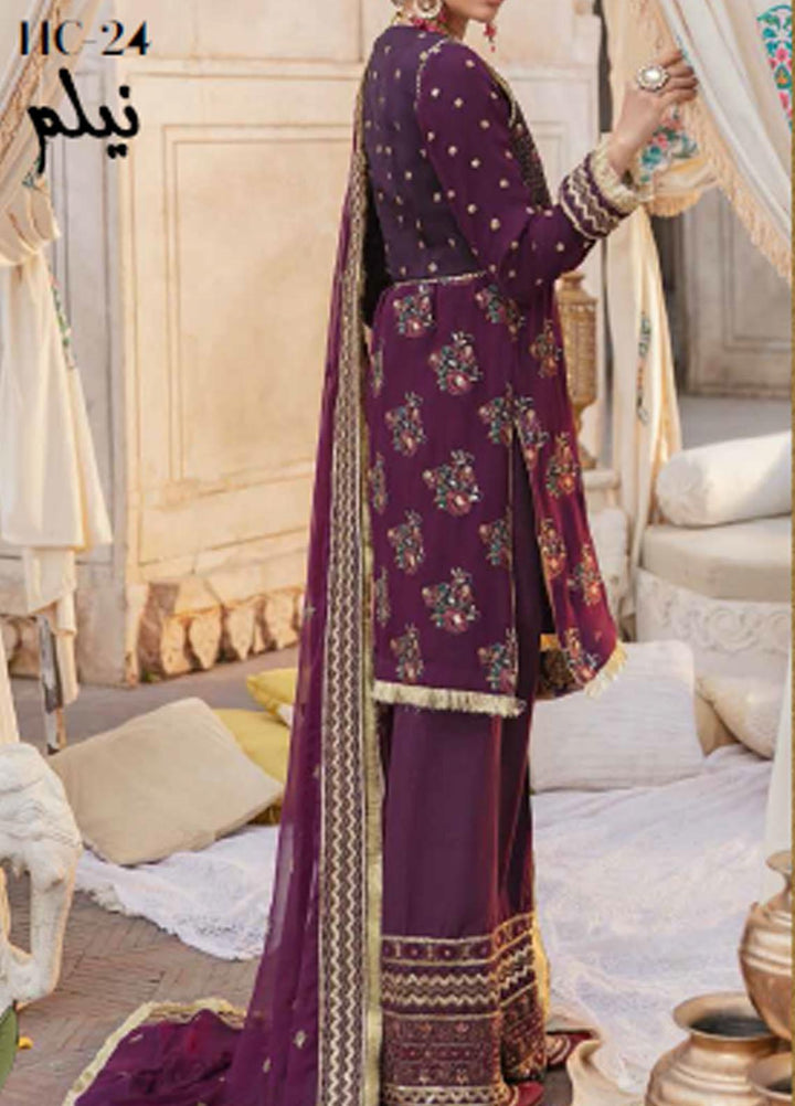 Dastak By Salitex Embroidered Chiffon Suits Unstitched 3 Piece ST22D HC-24 - Luxury Collection