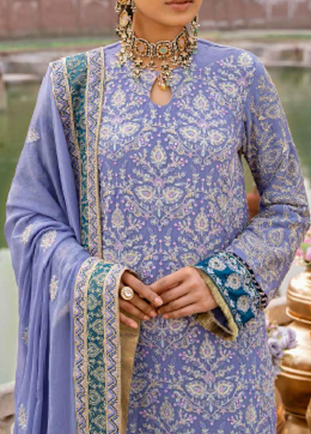 Dastak By Salitex Embroidered Chiffon Suits Unstitched 3 Piece ST22D HC-25 - Luxury Collection