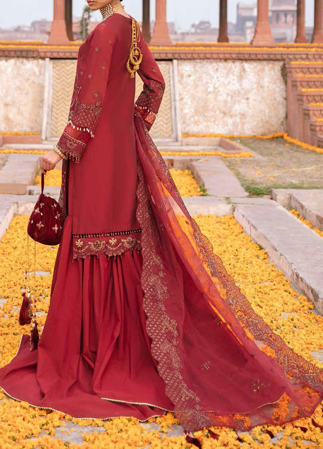 Dastak By Salitex Embroidered Khaadi Net Suits Unstitched 3 Piece ST22D HC-30 - Luxury Collection