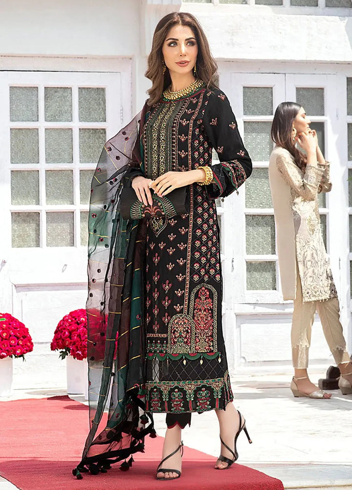 Salitex Embroidered Chiffon Suits Unstitched 3 Piece HC-00004UT - Festive Collection