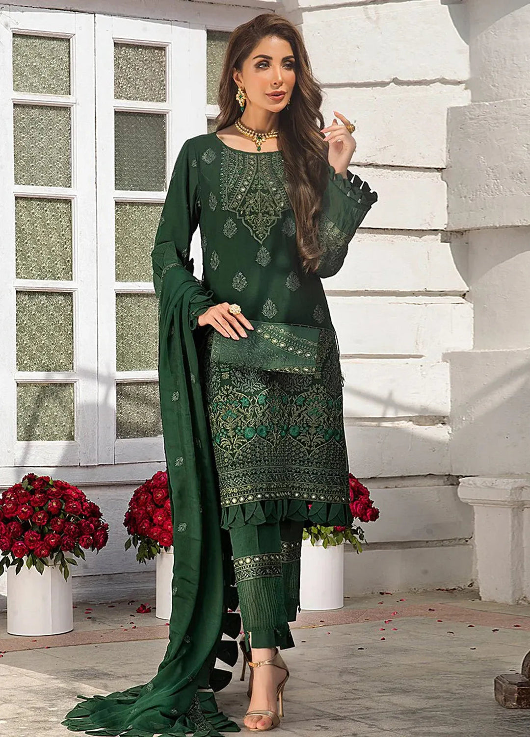 Salitex Embroidered Chiffon Suits Unstitched 3 Piece HC-00005UT - Festive Collection