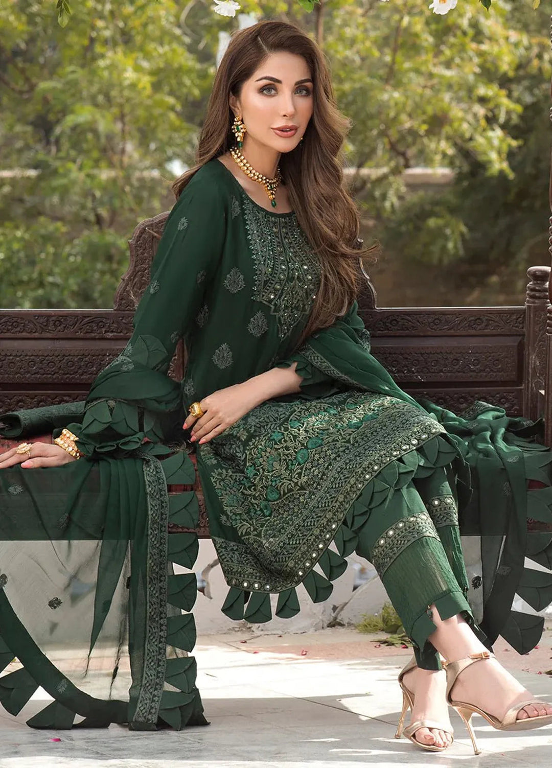 Salitex Embroidered Chiffon Suits Unstitched 3 Piece HC-00005UT - Festive Collection