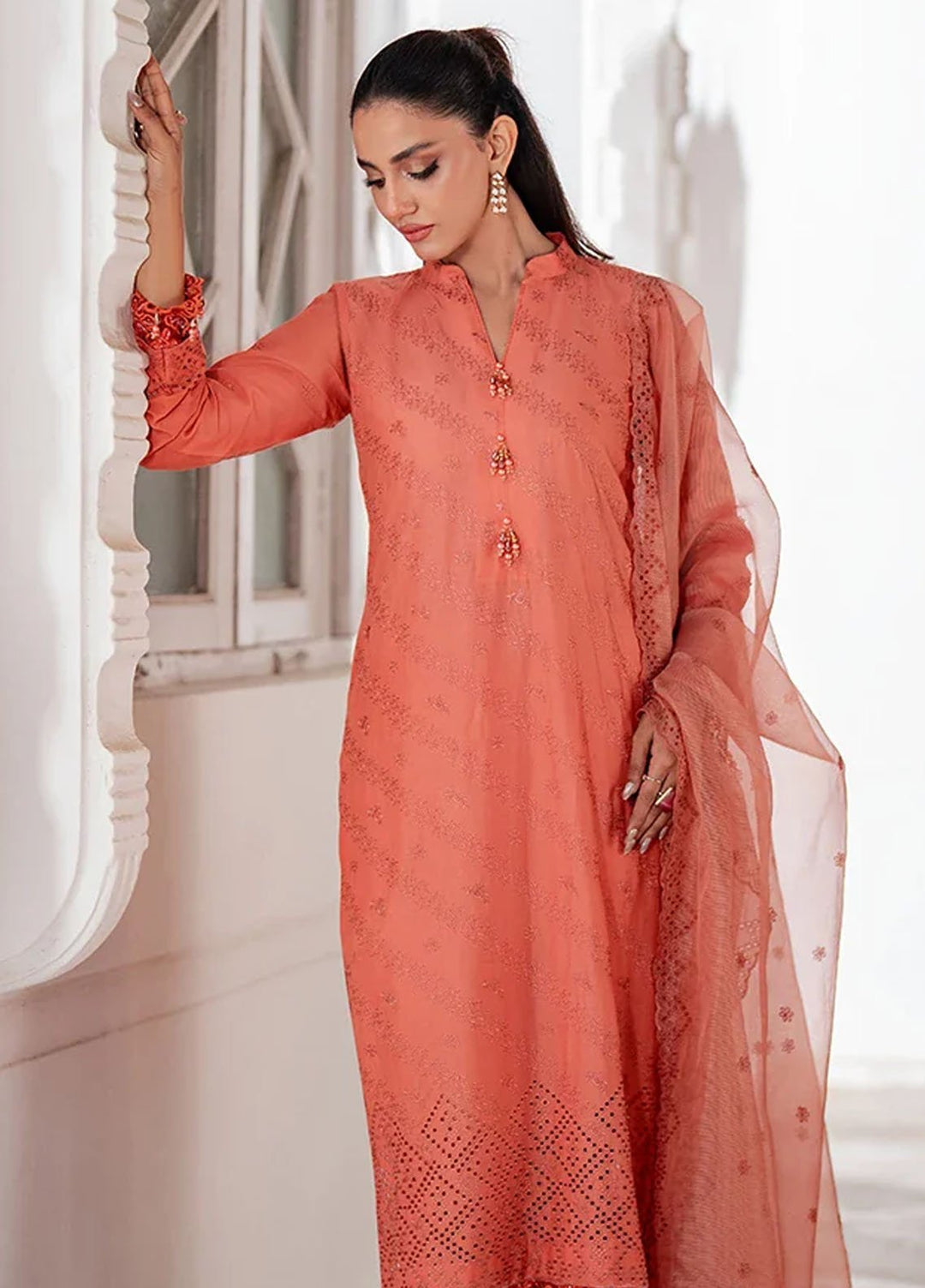 Salitex Embroidered Chikankari Lawn Suits Unstitched 3 Piece SUNS7CK031UT - Summer Collection