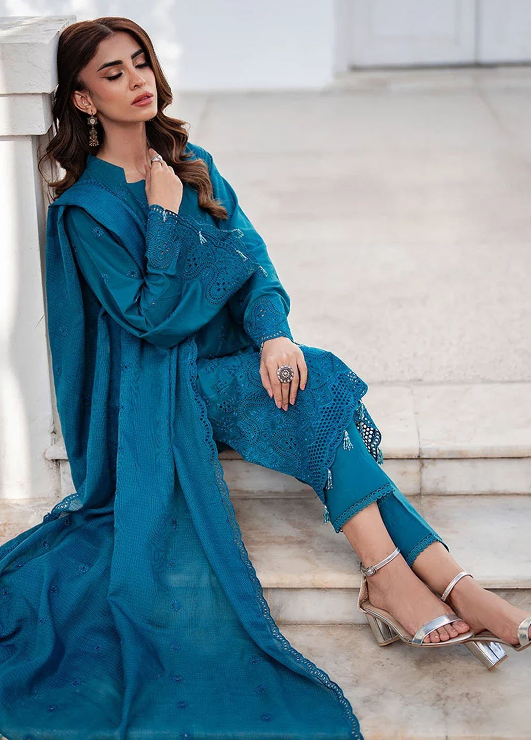 Salitex Embroidered Chikankari Lawn Suits Unstitched 3 Piece SUNS7CK034UT - Summer Collection