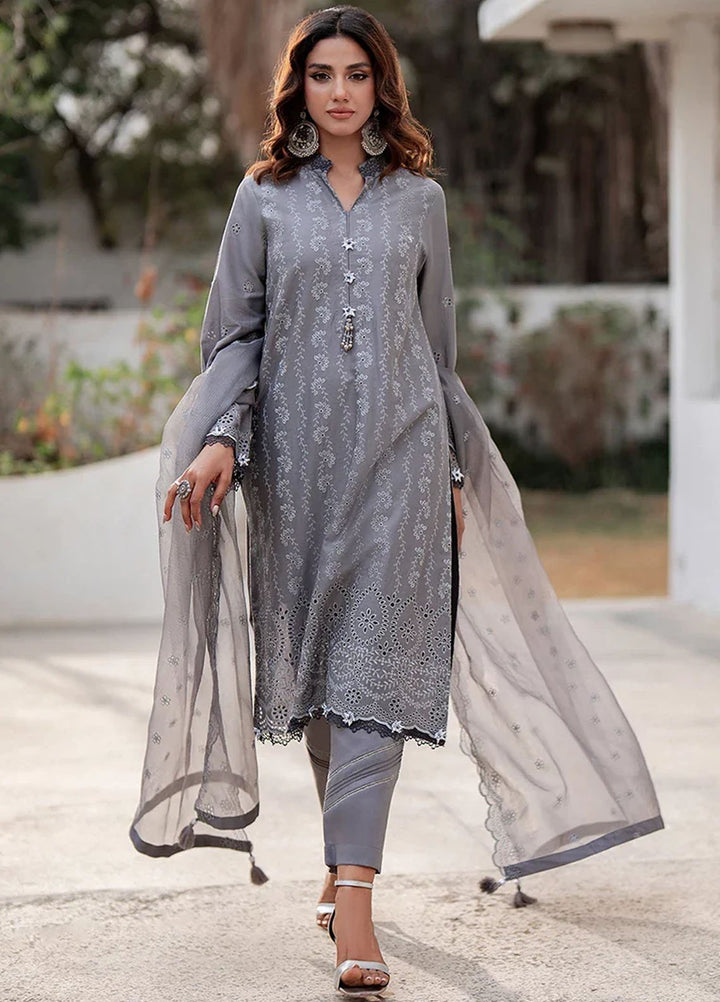 Salitex Embroidered Chikankari Lawn Suits Unstitched 3 Piece SUNS7CK037UT - Summer Collection