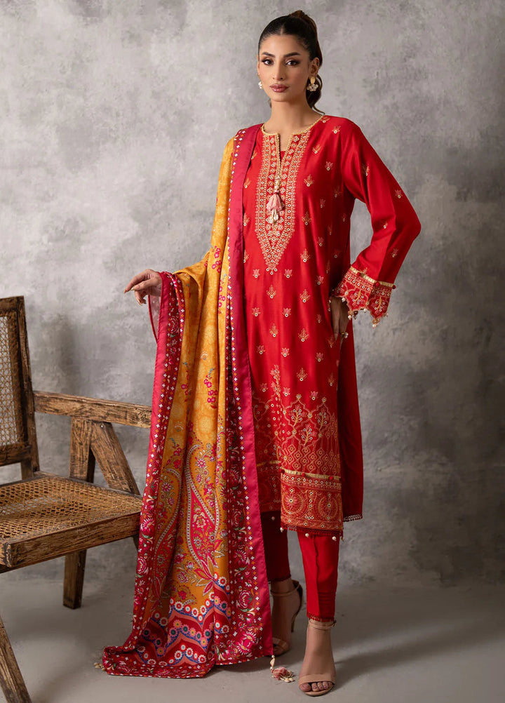 Salitex Embroidered Cottel Suits Unstitched 3 Piece SUNW6MI036UT - Winter Collection