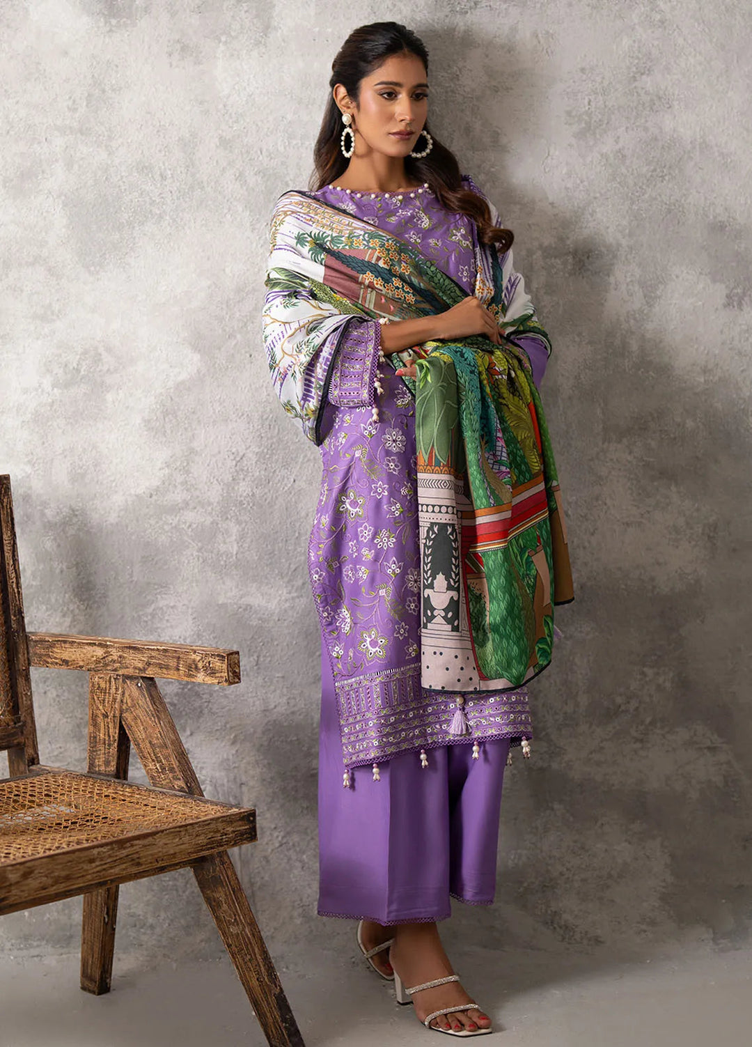 Salitex Embroidered Cottel Suits Unstitched 3 Piece SUNW6MI040UT - Winter Collection
