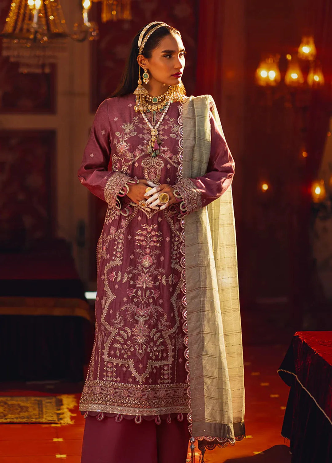 Salitex Embroidered Cotton Net Suits Unstitched 3 Piece WUS3LA23NO18UT - Festive Collection