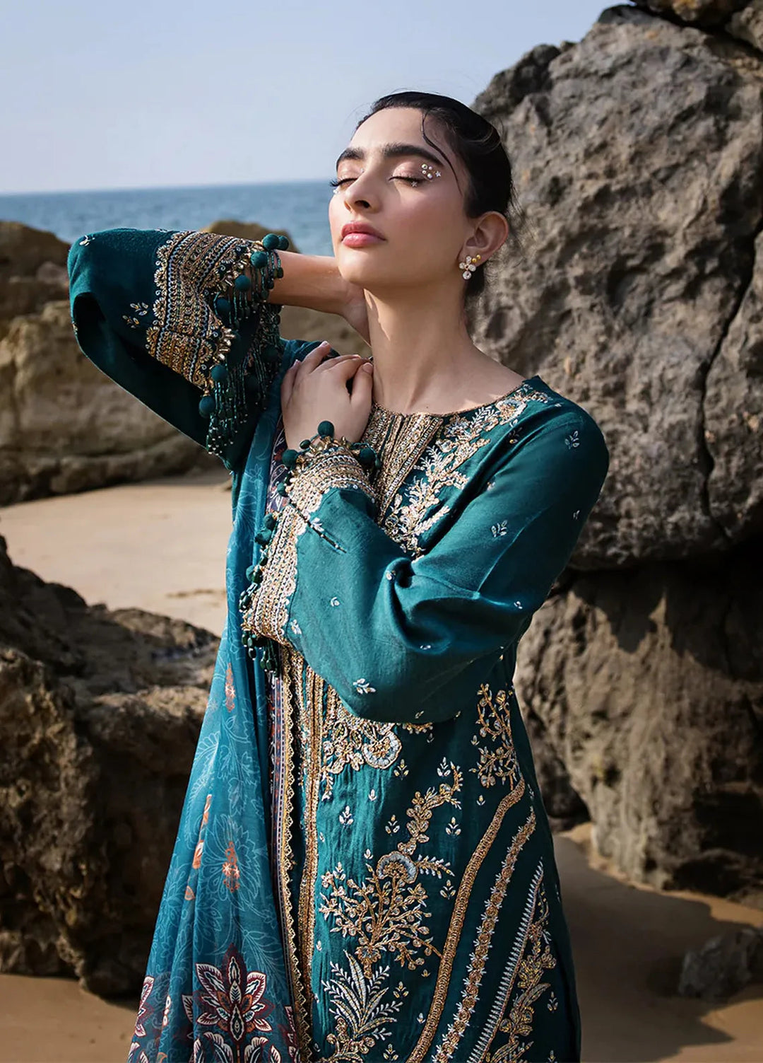 Salitex Embroidered Cotton Net Suits Unstitched 3 Piece WUS3LA23NO52UT - Festive Collection