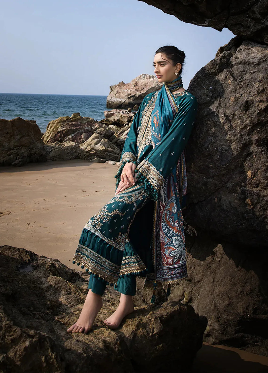 Salitex Embroidered Cotton Net Suits Unstitched 3 Piece WUS3LA23NO52UT - Festive Collection