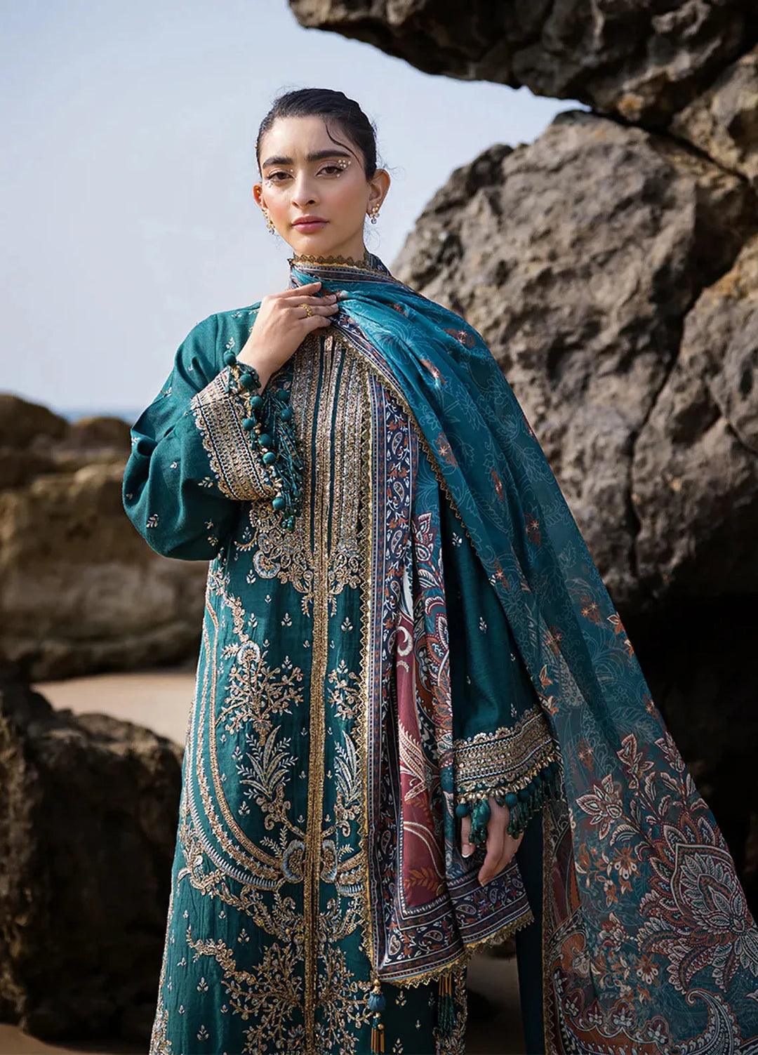 Salitex Embroidered Cotton Net Suits Unstitched 3 Piece WUS3LA23NO52UT - Festive Collection