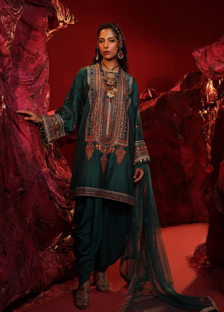 Salitex Embroidered Cotton Net Suits Unstitched 3 Piece WUS3LA23NO62UT - Festive Collection