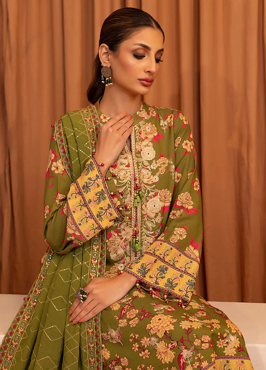 Salitex Embroidered Karandi Suits Unstitched 3 Piece SUNW6PE015UT - Winter Collection