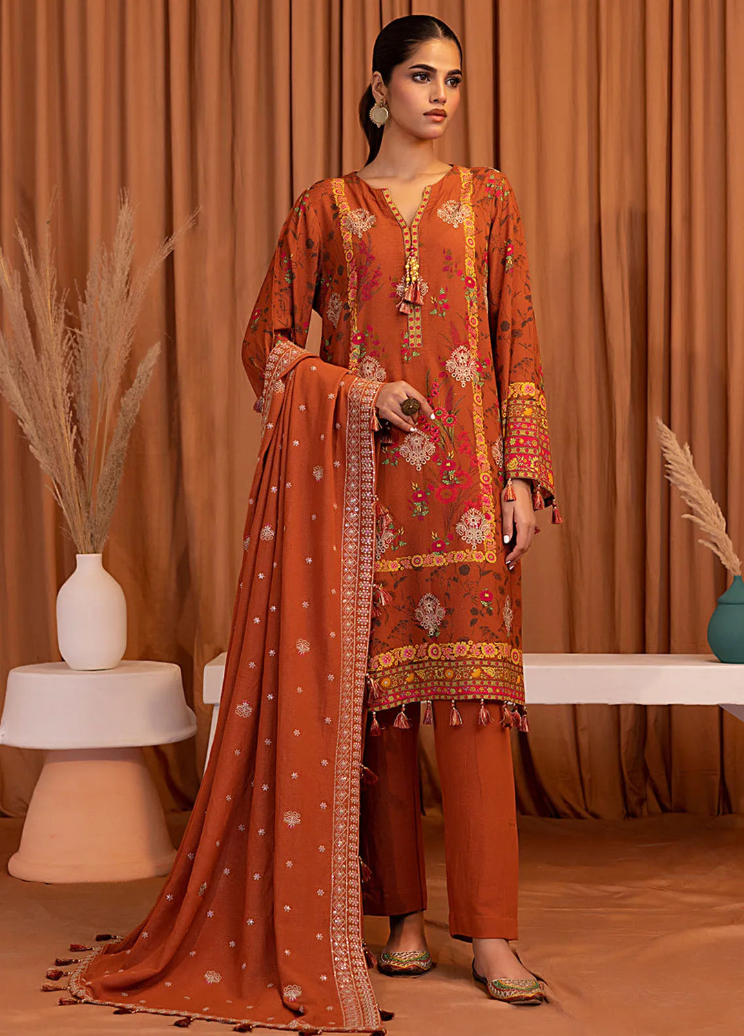 Salitex Embroidered Karandi Suits Unstitched 3 Piece SUNW6PE021UT - Winter Collection