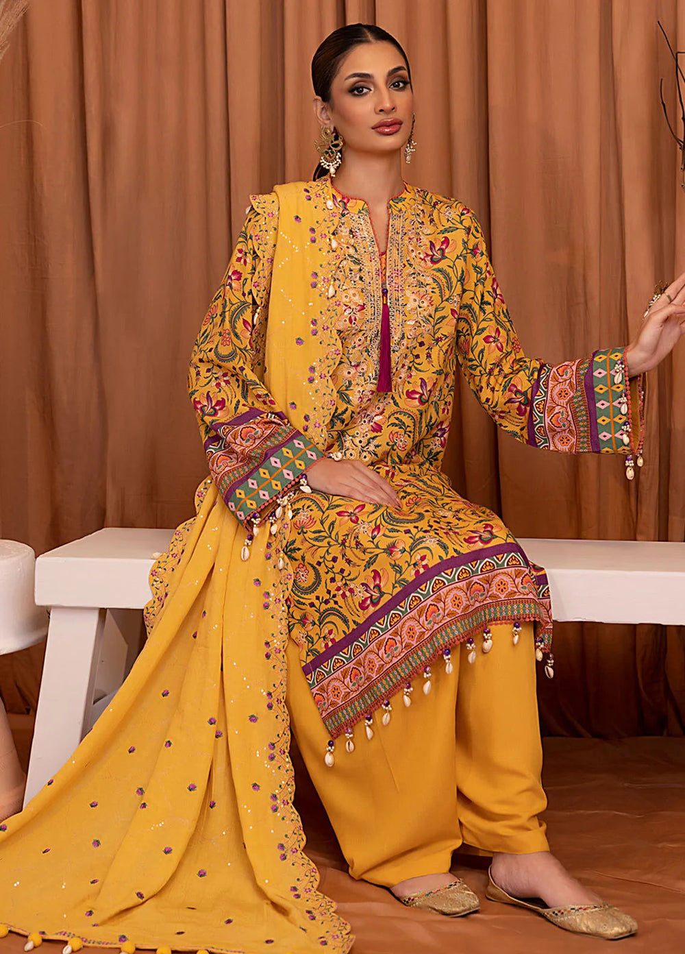 Salitex Embroidered Karandi Suits Unstitched 3 Piece SUNW6PE023UT - Winter Collection