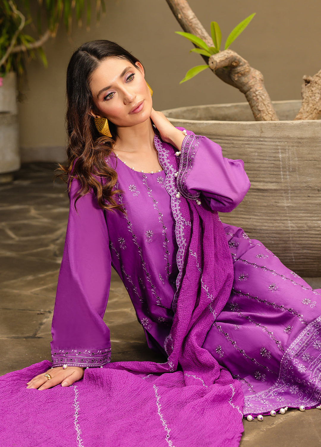Salitex Embroidered Lawn Suits Unstitched 3 Piece SUNS7ALM050UT - Summer Collection