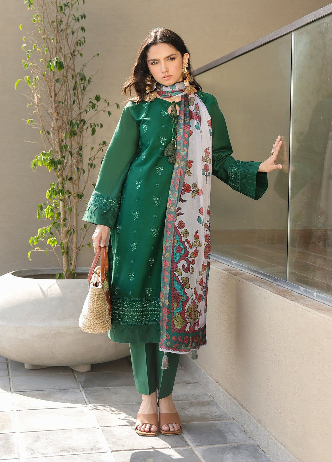 Salitex Embroidered Lawn Suits Unstitched 3 Piece SUNS7ALM057UT - Summer Collection