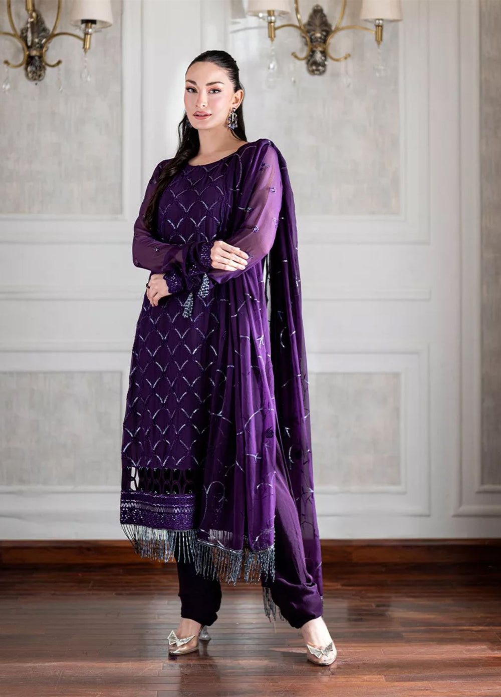 Salitex Embroidered Lawn Suits Unstitched 3 Piece SUNS7CH050UT - Summer Collection