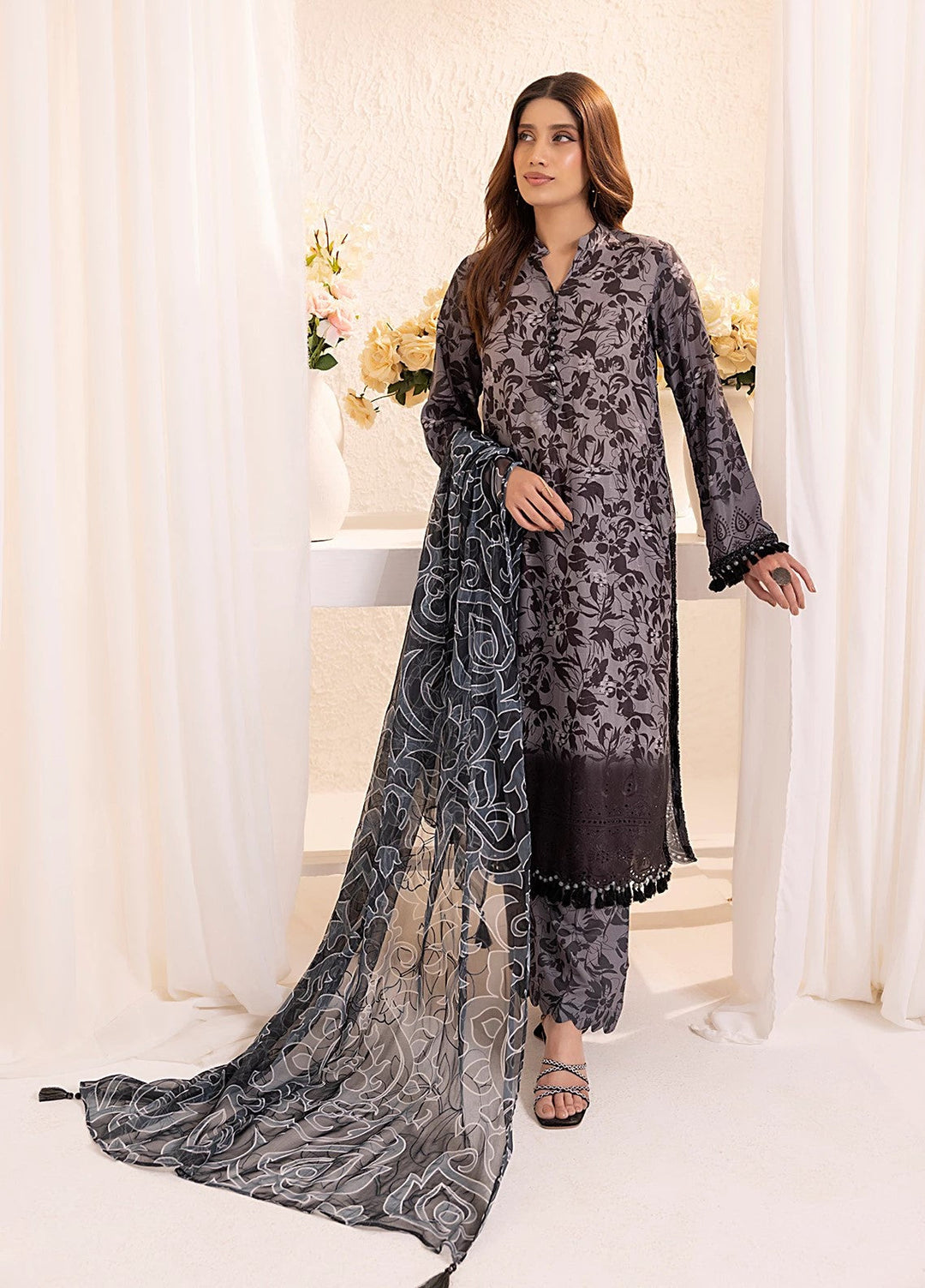 Salitex Embroidered Silk Lawn Suits Unstitched 3 Piece SUNS7PCK011UT - Summer Collection