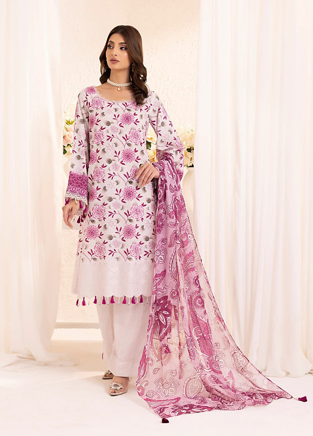Salitex Embroidered Silk Lawn Suits Unstitched 3 Piece SUNS7PCK013UT - Summer Collection
