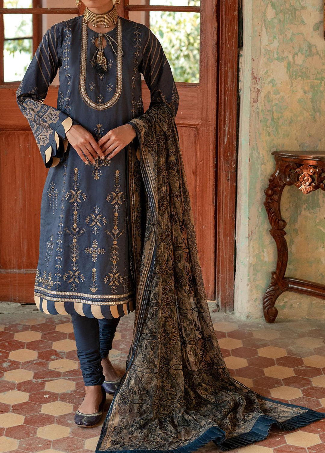 Faustina By Salitex Embroidered Lawn Suits Unstitched 3 Piece ST22F WK-00994BUT - Festive Collection