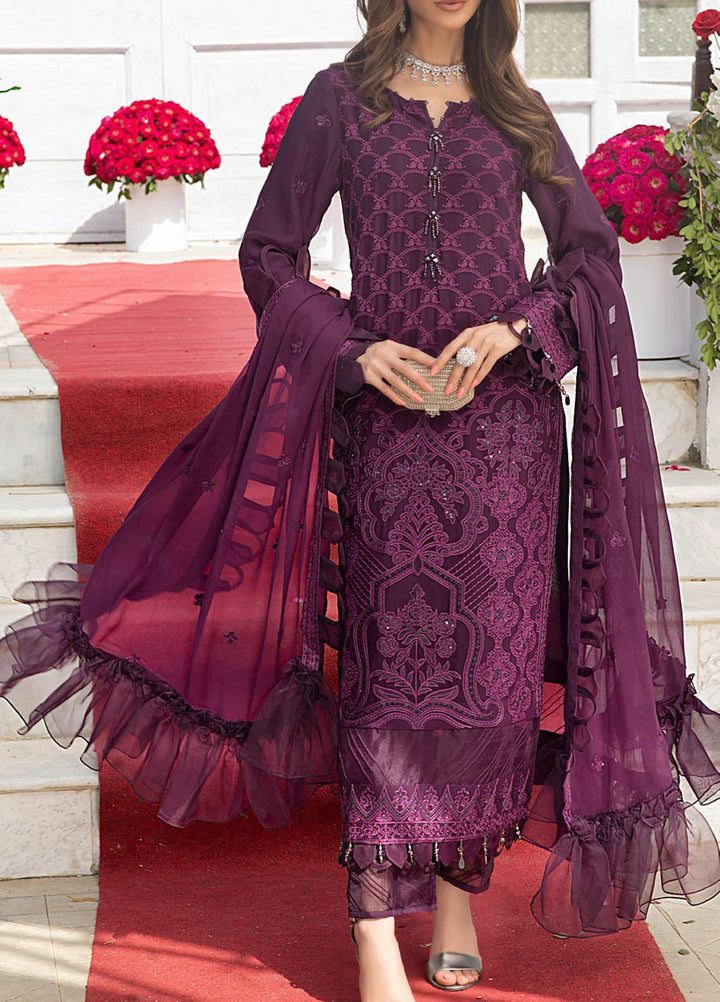 Salitex Embroidered Chiffon Suits Unstitched 3 Piece SL21LC HC-00003 - Festive Collection