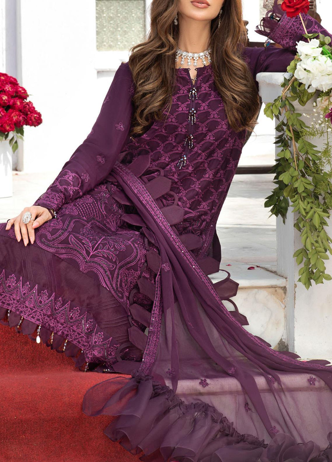 Salitex Embroidered Chiffon Suits Unstitched 3 Piece SL21LC HC-00003 - Festive Collection