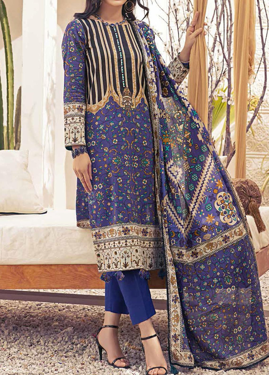 Inaya By Salitex Printed Lawn Suits Unstitched 3 Piece ST22I IP-00101B - Summer Collection