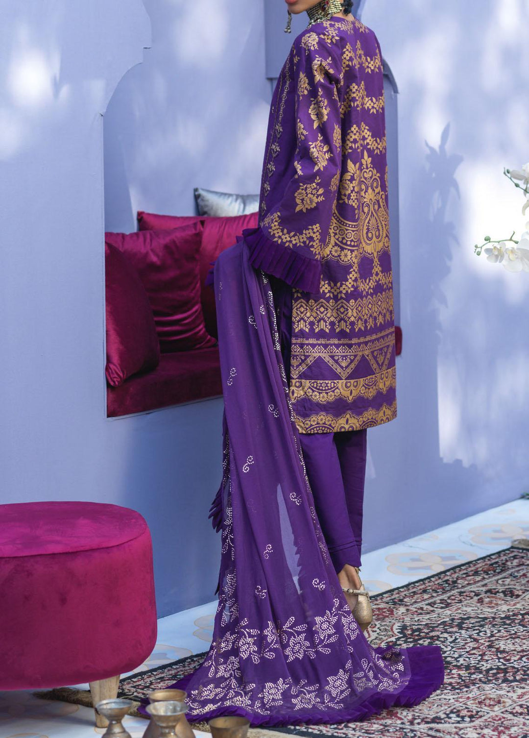 Oznur Mukesh By Salitex Embroidered Lawn Suits Unstitched 3 Piece ST22-OM2 WK-00995AUT - Summer Collection