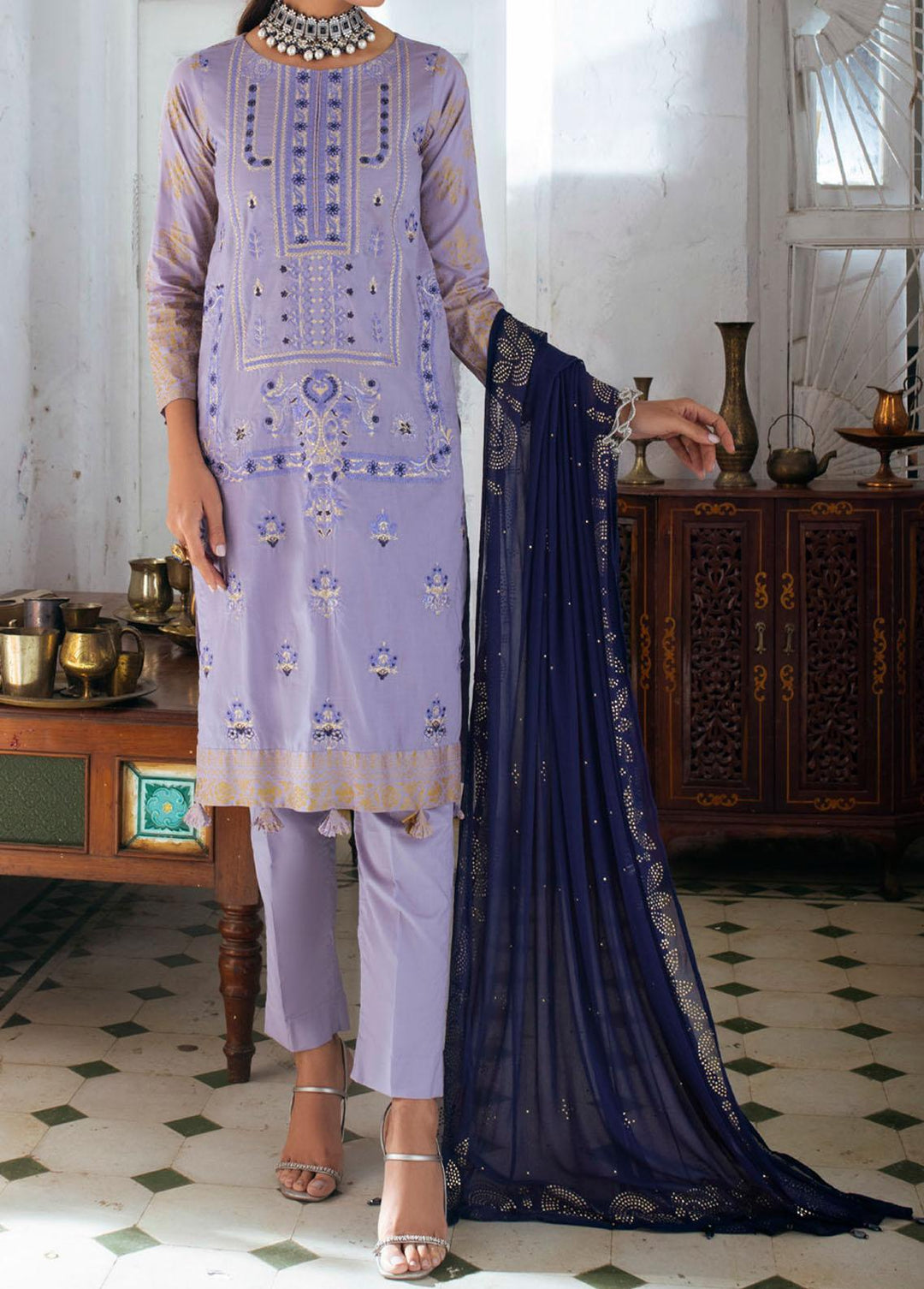 Oznur Mukesh By Salitex Embroidered Lawn Suits Unstitched 3 Piece ST22OM WK-00982UT - Summer Collection