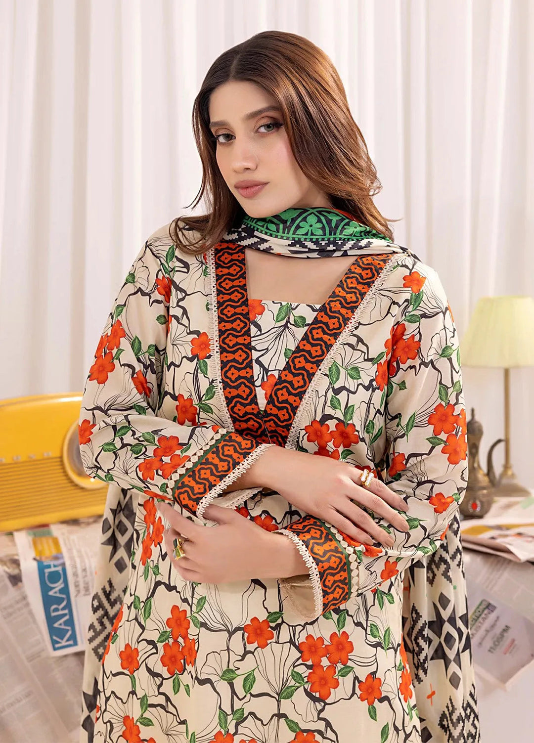 Salitex Printed Lawn Suits Unstitched 3 Piece SSW63UP136UT - Summer Collection