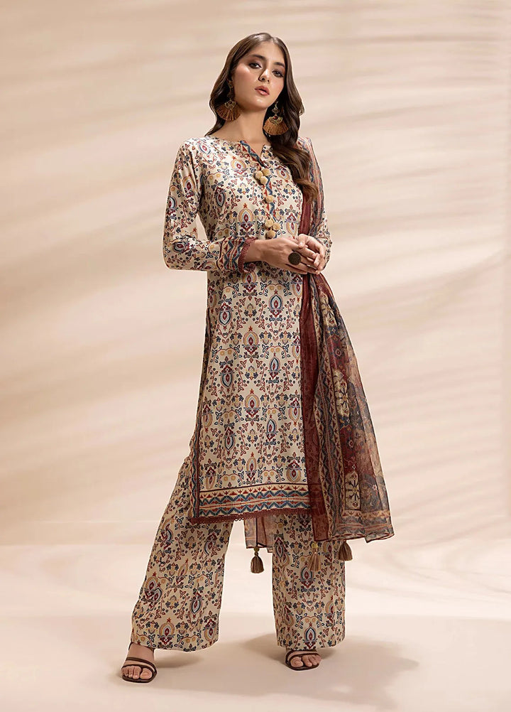 Salitex Printed Silk Lawn Suits Unstitched 3 Piece SUNS25ASI145UT - Summer Collection