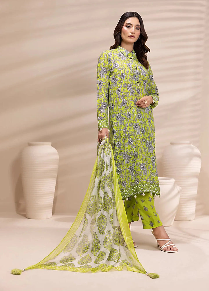 Salitex Printed Silk Lawn Suits Unstitched 3 Piece SUNS25ASI153UT - Summer Collection