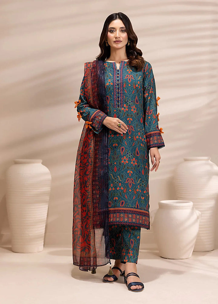 Salitex Printed Silk Lawn Suits Unstitched 3 Piece SUNS25ASI154UT - Summer Collection