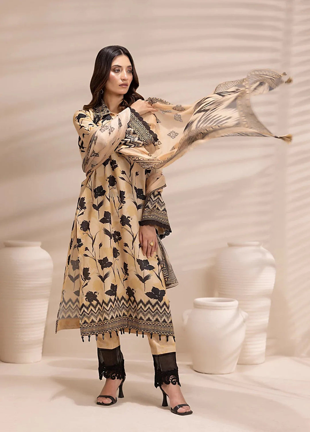 Salitex Printed Silk Lawn Suits Unstitched 3 Piece SUNS25ASI157UT - Summer Collection