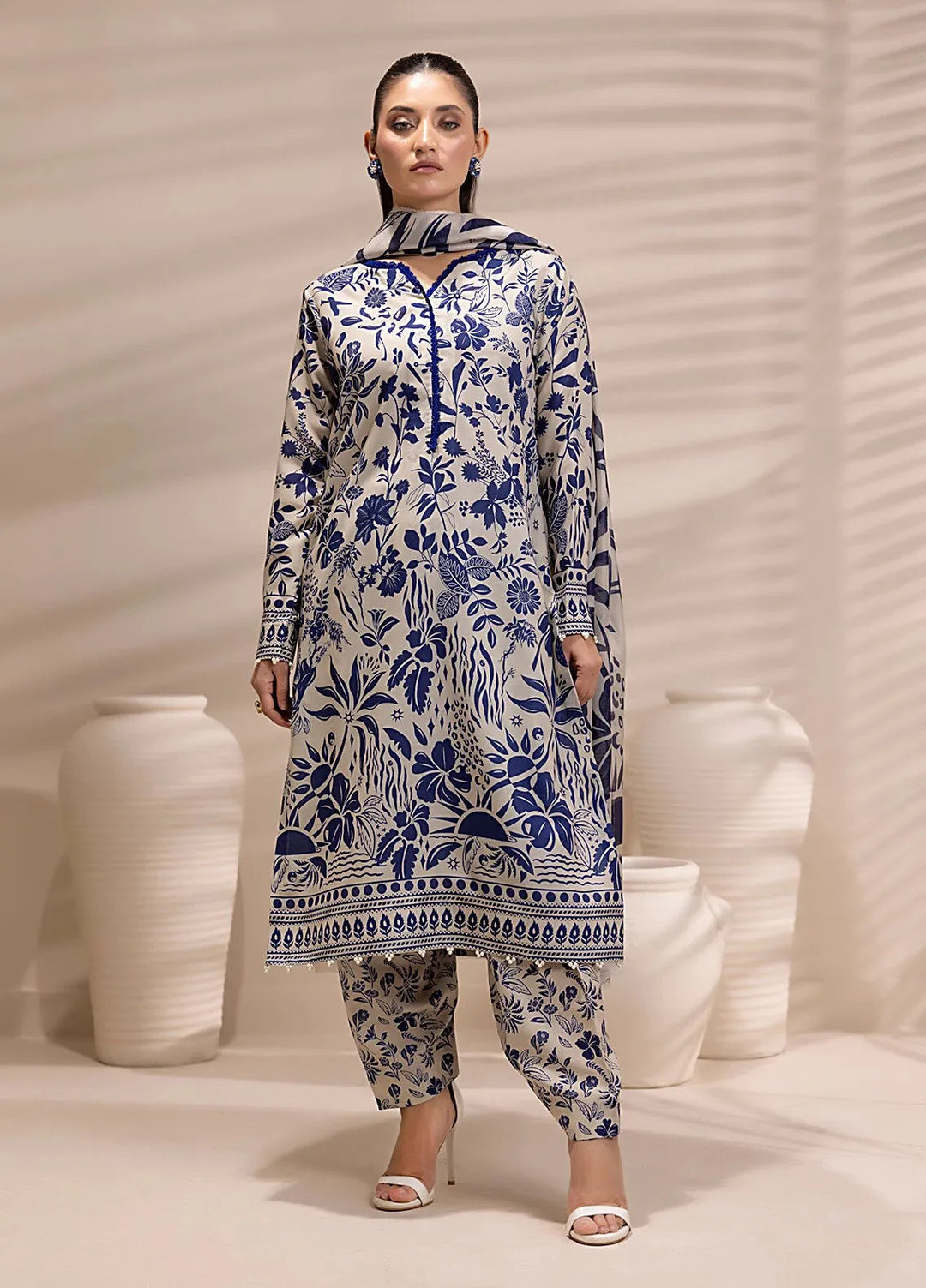 Salitex Printed Silk Lawn Suits Unstitched 3 Piece SUNS25ASI158UT - Summer Collection