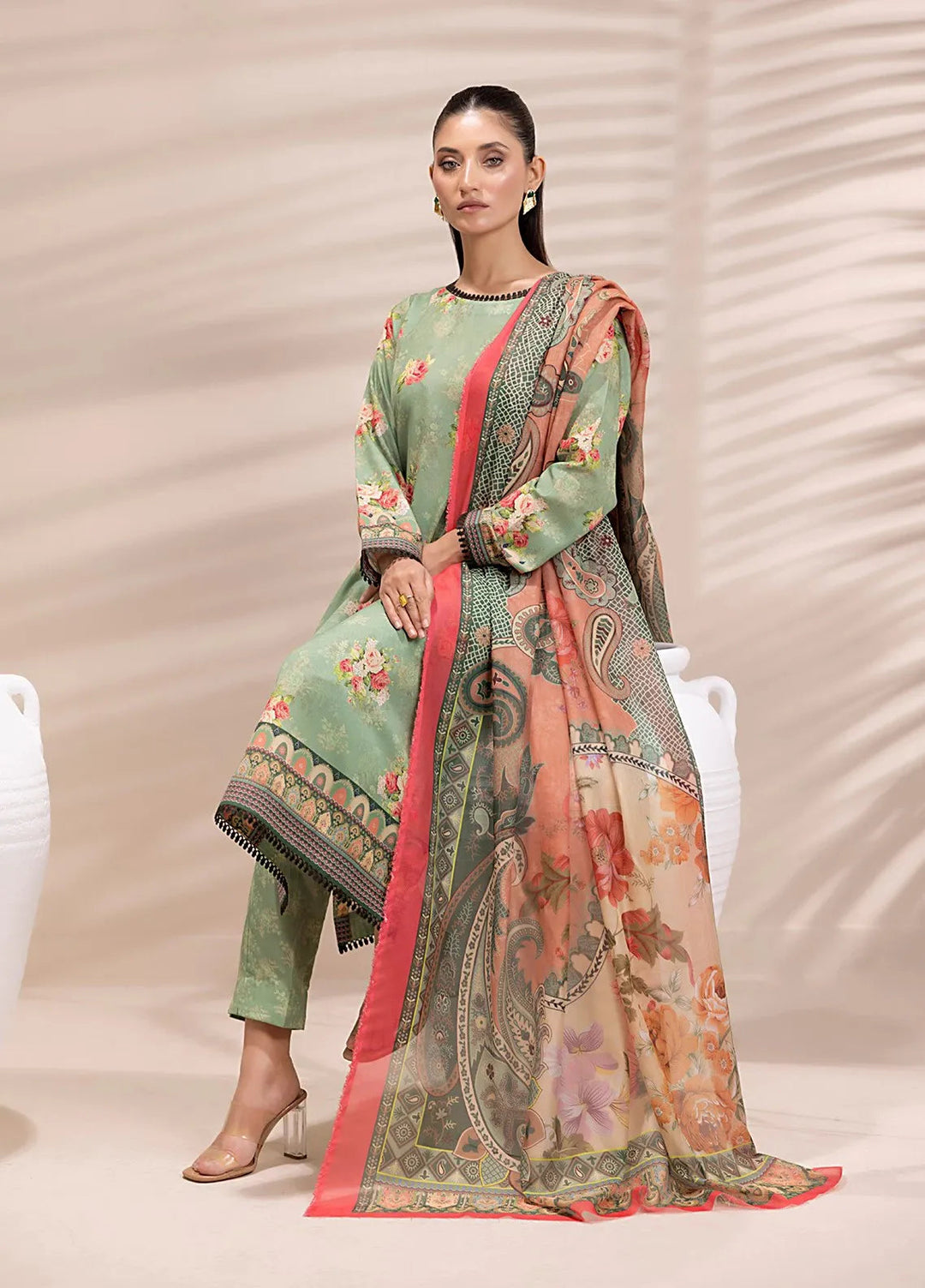 Salitex Printed Silk Lawn Suits Unstitched 3 Piece SUNS25ASI159UT - Summer Collection
