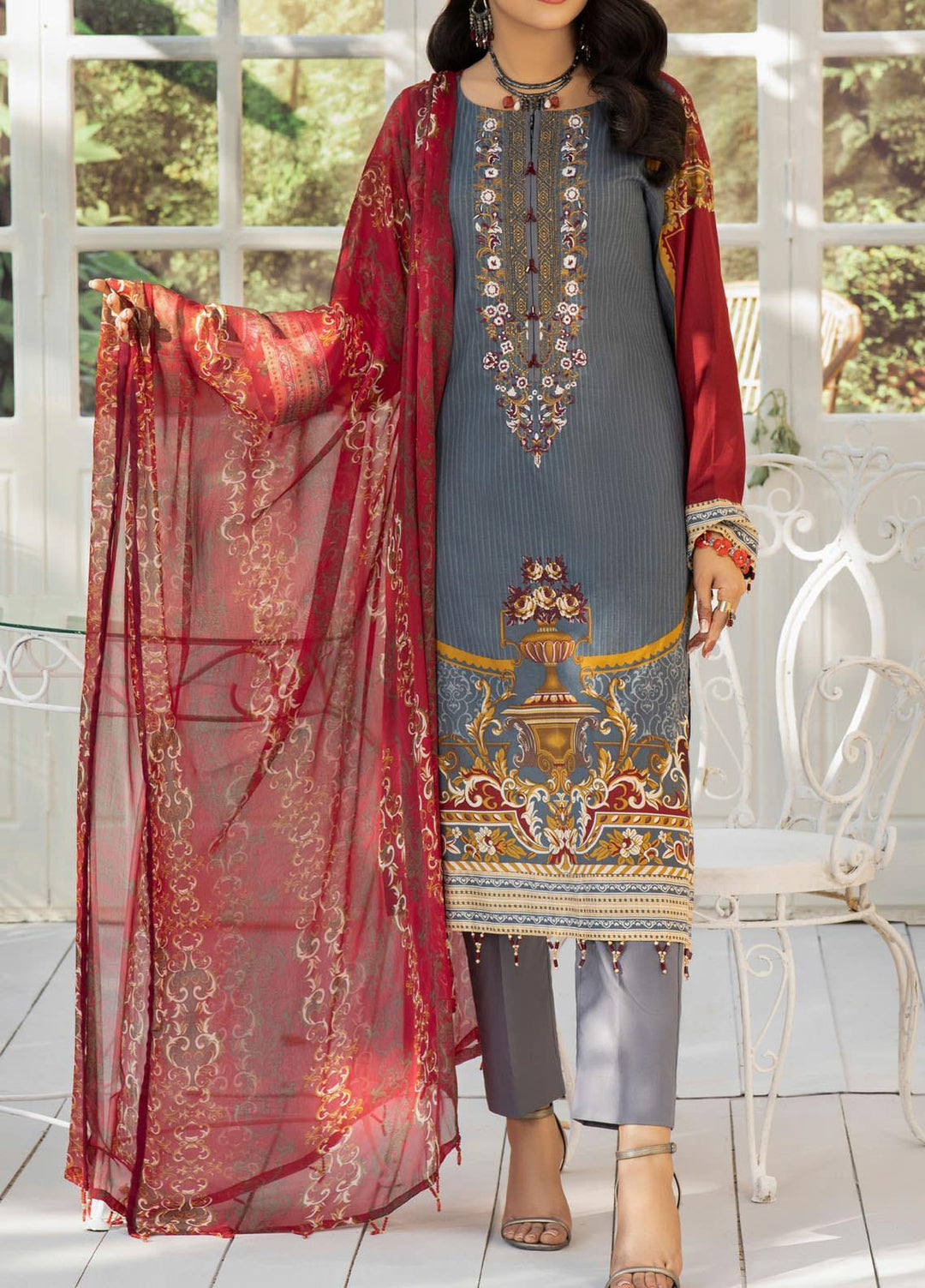 Salitex Embroidered Lawn Suits Unstitched 3 Piece ST21SK WK-00538-A - Summer Collection