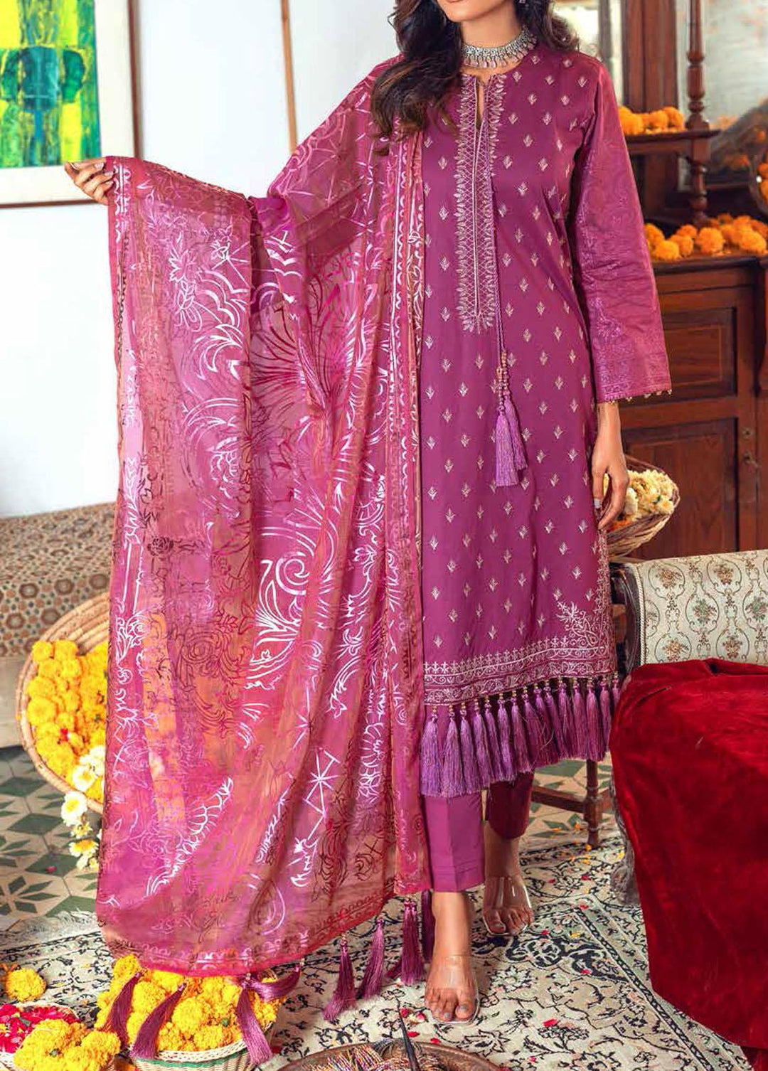 Singhar Khas By Salitex Embroidered Lawn Suits Unstitched 3 Piece ST22SK WK-01026A - Eid Collection