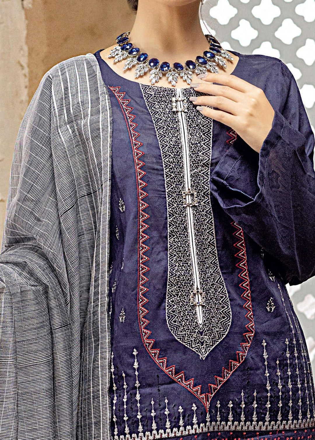 Zavish By Salitex Embroidered Lawn Suits Unstitched 3 Piece ST22Z WK-00967UT - Luxury Collection