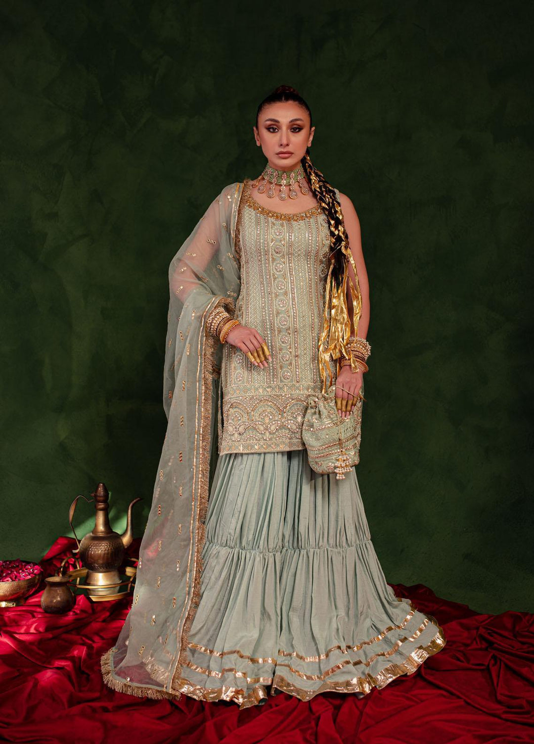 Maria Osama Khan Luxury Pret  Chiffon 3 Piece Dress MOK23SSF QAYAAS