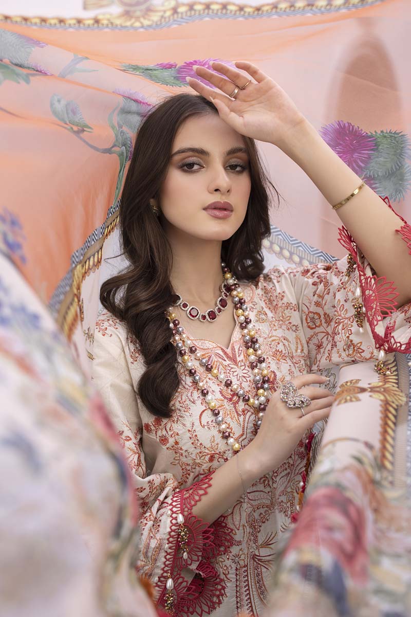 Husn E Adaa by Maham Sultan Unstitched Embroidered Lawn 3 Piece Suit MS26UHA Saloni - Lawn Collection