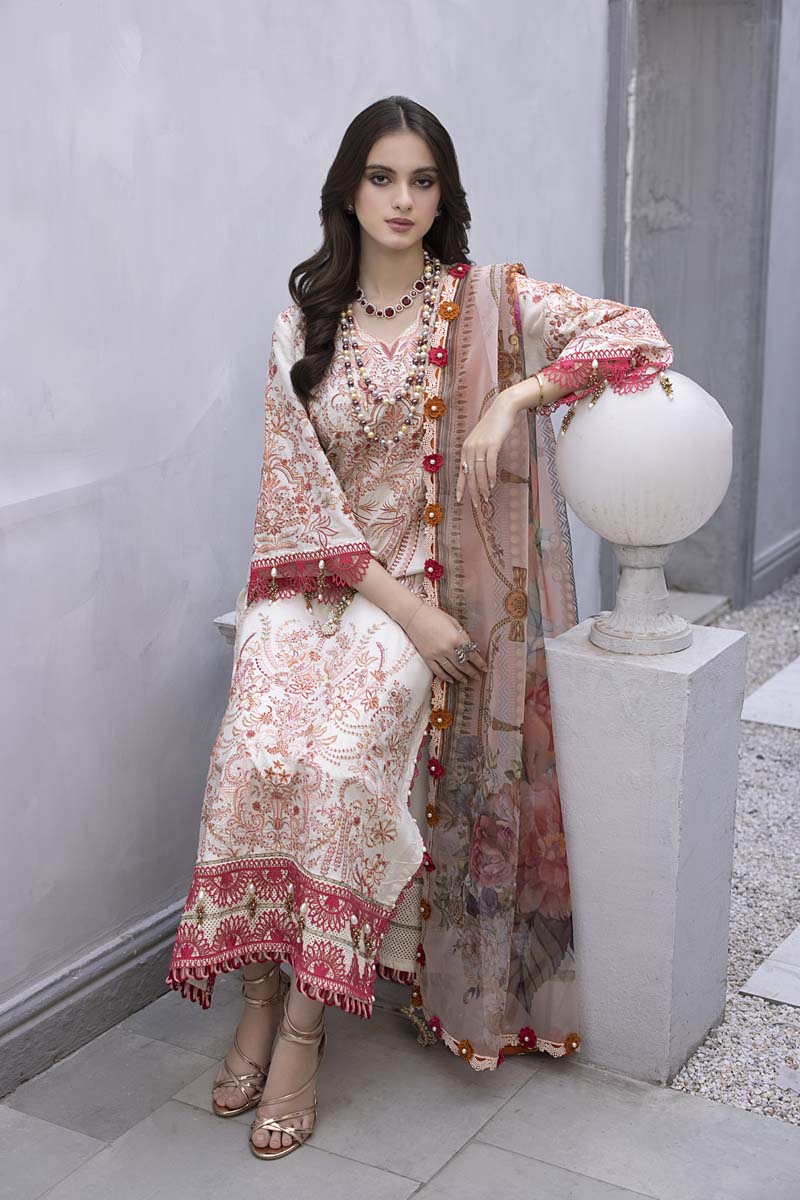 Husn E Adaa by Maham Sultan Unstitched Embroidered Lawn 3 Piece Suit MS26UHA Saloni - Lawn Collection