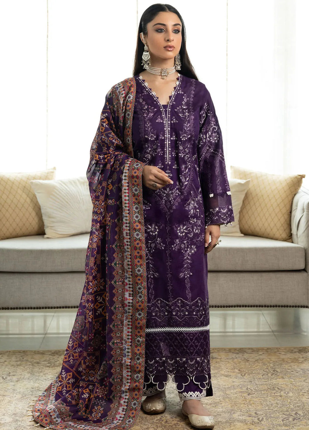 Samah By Aik Atelier Embroidered Lawn Suit Unstitched 3 Piece AIK24S Look-03 - Summer Collection